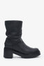 Moncler Black Leather Fur Heeled Boots Estimated Size 36
