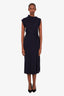 Chloe Navy Wool and Cashmere Sleeveless Turtleneck Belted Sweater Dress Size S