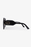 Christian Dior Black Square Frame Sunglasses GHW