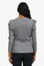Veronica Beard Grey Cotton Ribbed Puff Sleeve Long Sleeve Top Size S