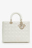 Christian Dior 2018 White Cannage Lambskin Large Lady Dior