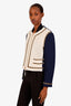 Moschino Couture Navy/Cream Wool Double Zipper Chain Detail Blazer Size 46