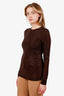 Loewe Brown Crystal Embellished Stretch Long Sleeve Top Size S