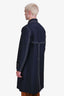 Prada Navy Blue Mohair Wool Cream Stitch Coat Size 50 Men's