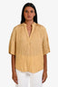 Vince Gold Silk Short Sleeve Blouse Size M
