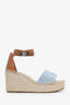 Hermès Blue Denim Tipoli Espadrille Wedges Size 40
