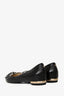 Pre-loved Chanel™ Black Leather Pearl Bow Toe Ballet Flats Size 36