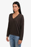 Brunello Cucinelli Brown Cashmere Silk V-Neck Lightweight Sweater Size S