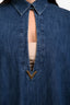 Valentino Blue Denim Long Sleeve 'V' Cut-Out Maxi Dress Size 44
