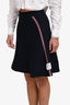 Thom Browne Navy Knit Grosgrain Strap Mini Skirt Size 36