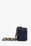 Pre-loved Chanel™ 2023 Caviar Leather Navy Mini Vanity Case with Chain