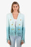Balmain Blue Ombre Tweed Fringe Blazer with Gold Buttons Size 38