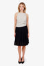 Valentino Navy Silk Blend Pleated Mini Skirt Size 6