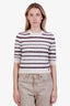 Pre-loved Chanel™ White/Red Striped Cashmere Knit Sweater Size 36