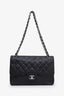 Pre-loved Chanel™ 2013-14 Black Caviar Leather Quilted Jumbo Classic Flap Bag with SHW