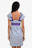 Red Valentino Blue/Purple Ruffle Cap-Sleeve Midi Dress Size 4