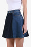 Alexander McQueen Blue Denim Pleated Panel Flared Mini Skirt Size 40