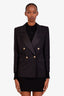 Saint Laurent Black Wool Double Breasted Blazer Size 34