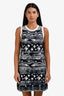 Pre-loved Chanel™ Cruise 2018 Navy Blue/White Jacquard Knit Sleeveless Mini Dress Size 36