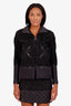 Pre-loved Chanel™ 13A Black Quilted Nylon Tweed Jacket with Mini Skirt Set Size 34