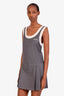Miu Miu Grey Pleated Grisaille Sleeveless Mini Dress Size 36