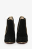 Christian Louboutin Black Suede Gold Piping Bootie Size 37