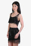 Prada Black Rhinestone Cropped Double Lined Tank Size 42 + Skirt Size 38 Set