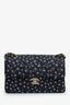 Pre-loved Chanel™ 24S Black/White Calfskin Logo Printed Small Classic Double Flap Bag