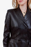 Ralph Lauren Purple Label Black Lamb Leather Double Breasted Blazer Size 6