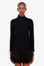Louis Vuitton Black Wool Turtleneck Feather Trim Mini Dress Size S