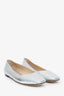 Jimmy Choo Silver Square Toe Ballet Flats Size 39.5