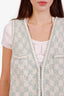 Pre-loved Chanel™ 23S Green/White Checkered 4-Pocket Knit Vest Size 38