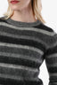 Max Mara Grey Mohair Blend Stripe Crewneck Sweater Size XS