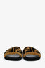 Fendi Brown Shearling FF Zucca Slides Size 36