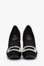 Roger Vivier Black Satin Crystal Buckle Heels Size 37.5