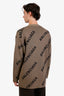 Balenciaga Taupe Cotton Wool Logo All Over Cardigan Size S Mens