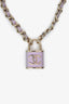 Pre-loved Chanel™ Purple/Light Gold CC Lock Pendant Necklace