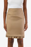 Prada 2010 Camel Wool Angora Cashmere Ruffled Hem Pencil Skirt Size 36