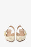 Christian Dior Cream/Gold Embroidered J'Adior Slingback Kitten Heels Size 38.5