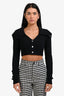 Helmut Lang Black Wool Blend Cropped Cardigan Size XS