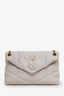 Saint Laurent White Lambskin Toy Puffer Loulou Shoulder Bag