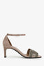 Hermès Beige Suede Night Crystal Powder Ankle Strap Sandals Size 36.5