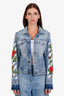 Off-White Blue Cotton Virgil Abloh 2017 Diagonal Roses Denim Jacket Size S