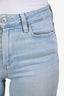 Paige Light Blue Cotton 'Cindy' Mid Waist Frayed Bottom Skinny Jeans Size 25