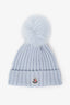 Moncler Blue Cashmere Blend Beanie With Pom Pom