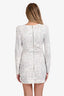 Balmain White Crystal Beaded Long Sleeve Mini Dress Size 40