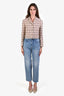 Celine Blue Denim Triomphe Chain Detailed Straight Legged Jeans Size 26