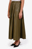 Weekend Max Mara Green Vegan Leather Pleated Skirt Size 8