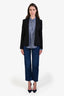 Jean Paul Gaultier Dark Blue Cotton High Waisted Wide Leg Rambler Zip Ankle Jeans Size 25