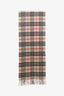 Burberry Beige Cashmere Nova Check Fringe Scarf